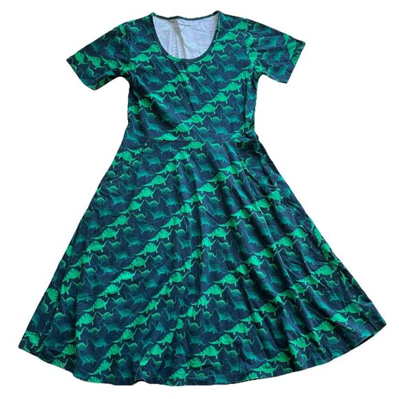 Svaha Dresses & Skirts - Svaha Dress XS Dinosaur Print Stegosaurus 100% Cotton Pullover Pockets STEAM